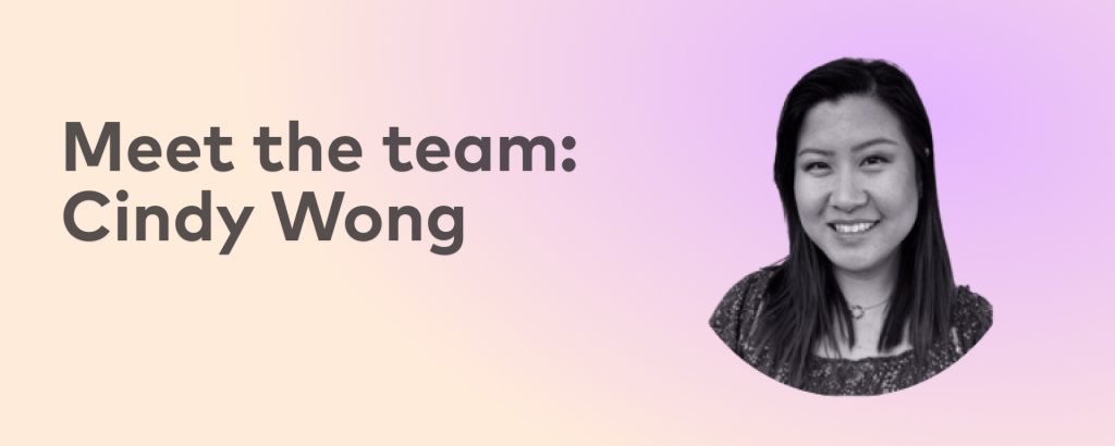 Prisma team member Cindy Wong, middle school mentor coach, headshot with gradient background