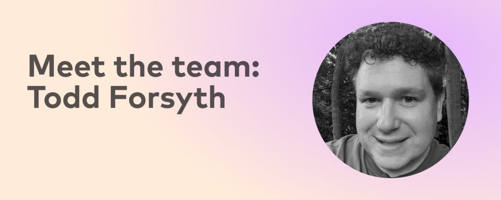 Prisma math learning coach Todd Forsyth headshot with 'Meet the team: Todd Forsyth' text on a gradient background