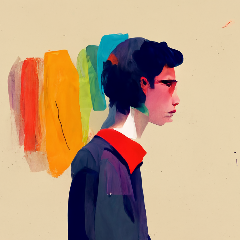 illustration of a young student with colorful brushstrokes representing learning challenges