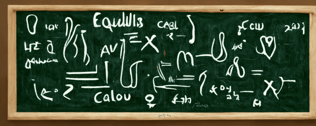 illustration of a green chalkboard covered in math equations and formulas