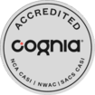 Cognia accreditation seal with NCA CASI, NWAC, and SACS CASI designations