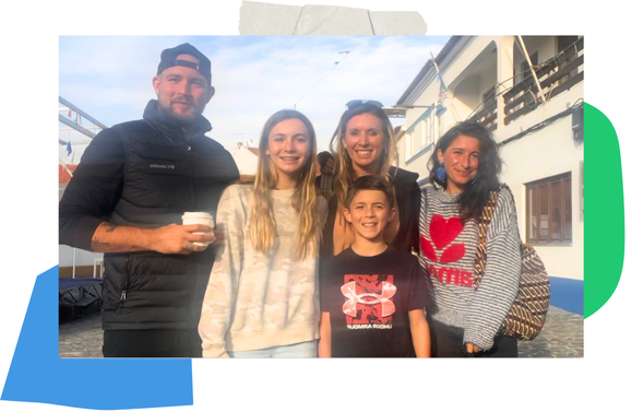 Prisma family of five smiling together at an in-person meetup