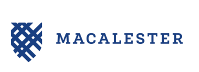 Macalester College logo with blue shield crest and wordmark