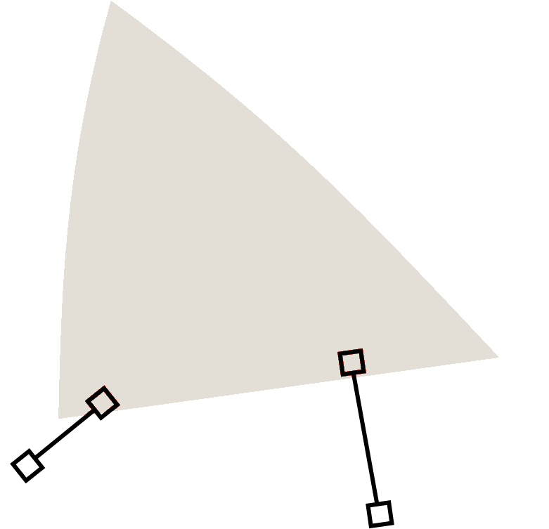 decorative beige triangle accent shape with connector lines on Prisma program page