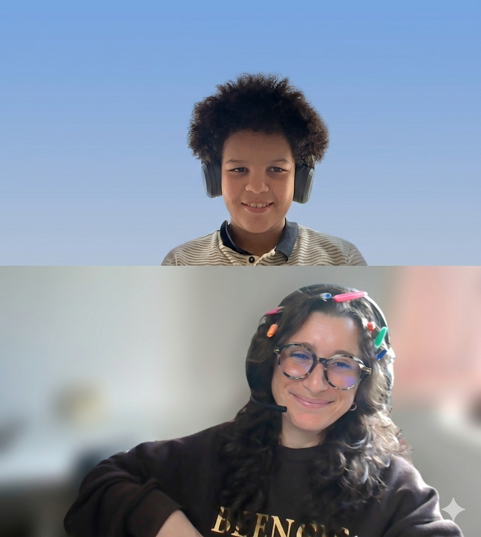 two Prisma lower school students smiling during virtual learning sessions