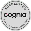 Cognia accreditation seal with NCA CASI, NWAC, and SACS CASI designations